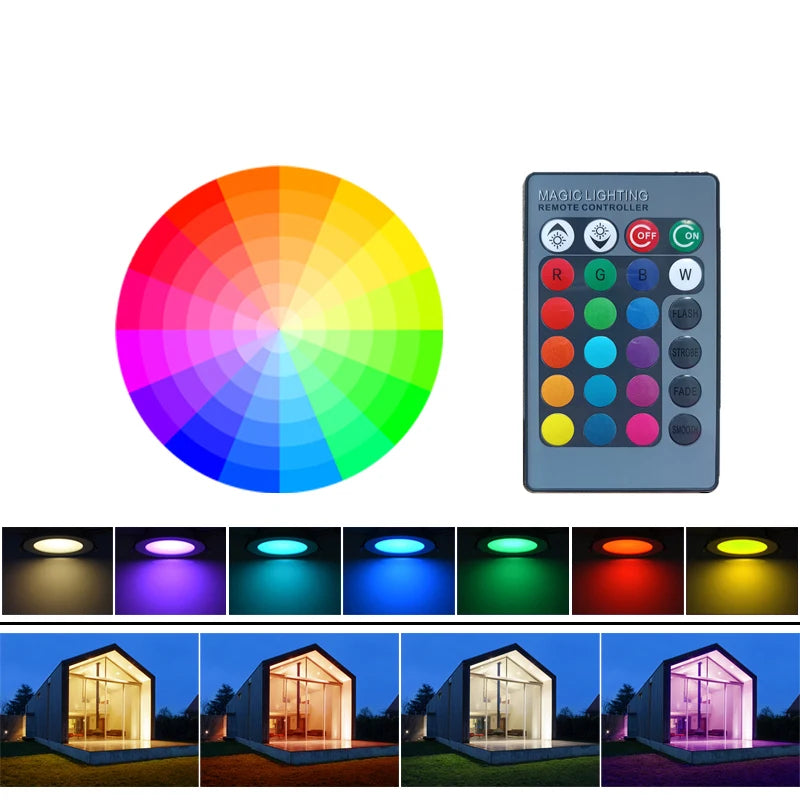 MANVIV 10W 15W LED Downlight Recessed Ceiling Lamp RGB Color with Remote Control Led Spotlight Led Panel down Light AC 85-265V