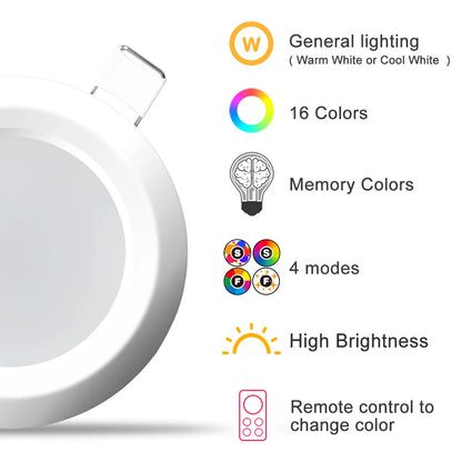 MANVIV 10W 15W LED Downlight Recessed Ceiling Lamp RGB Color with Remote Control Led Spotlight Led Panel down Light AC 85-265V
